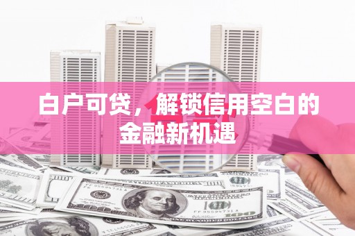 凉州白户可贷，解锁信用空白的金融新机遇
