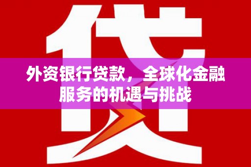 凉州外资银行贷款，全球化金融服务的机遇与挑战
