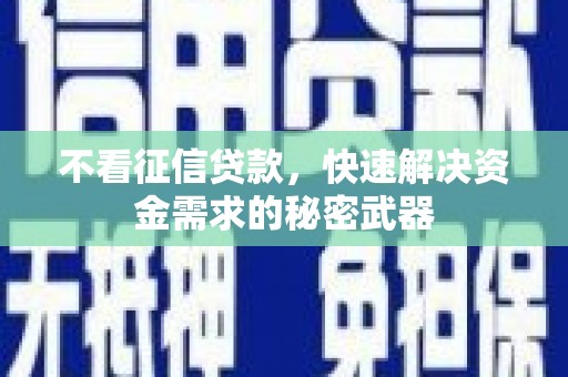 凉州不看征信贷款，快速解决资金需求的秘密武器