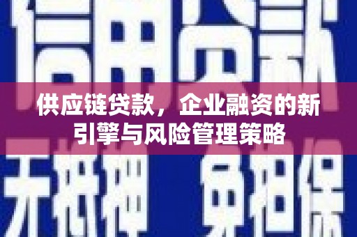 凉州供应链贷款，企业融资的新引擎与风险管理策略