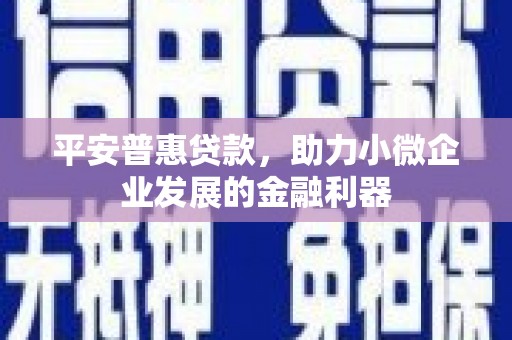 凉州平安普惠贷款，助力小微企业发展的金融利器