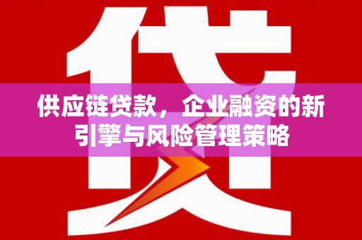凉州供应链贷款，企业融资的新引擎与风险管理策略