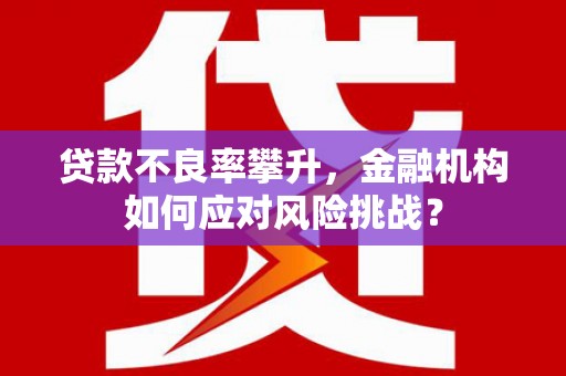 凉州贷款不良率攀升，金融机构如何应对风险挑战？