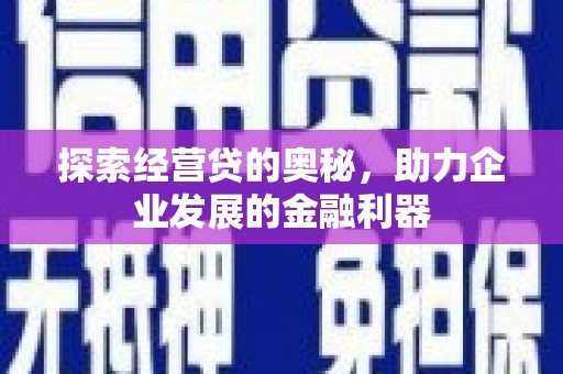 凉州探索经营贷的奥秘，助力企业发展的金融利器