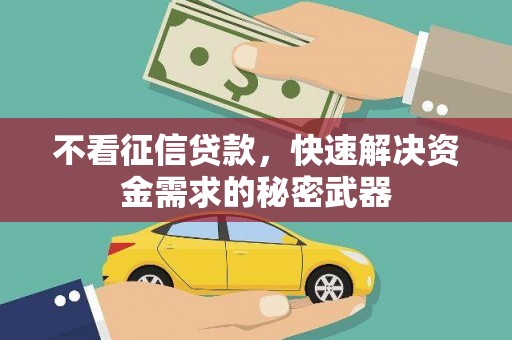 凉州不看征信贷款，快速解决资金需求的秘密武器