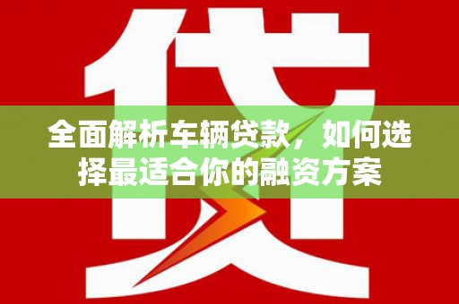 凉州全面解析车辆贷款，如何选择最适合你的融资方案